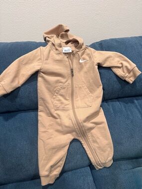 Nike Baby Tan Hooded One-Piece Romper